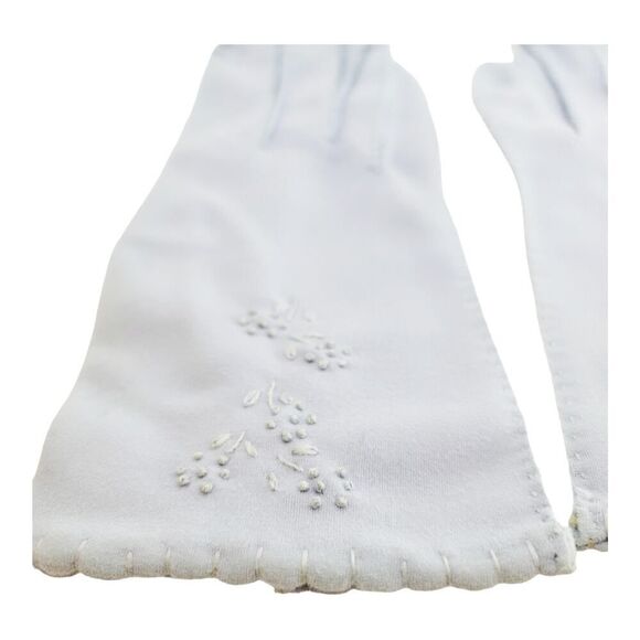 VAN RAALTE Vintage Nylon Size 6.5 Ladies Light Blue Embroidered Women's Glove - Picture 5 of 8